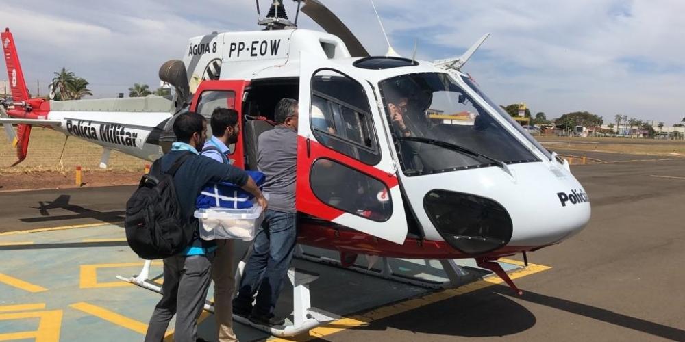 Pulmão esquerdo do paciente veio de helicóptero de Catanduva a Rio Preto (Divulgação/Polícia Militar)