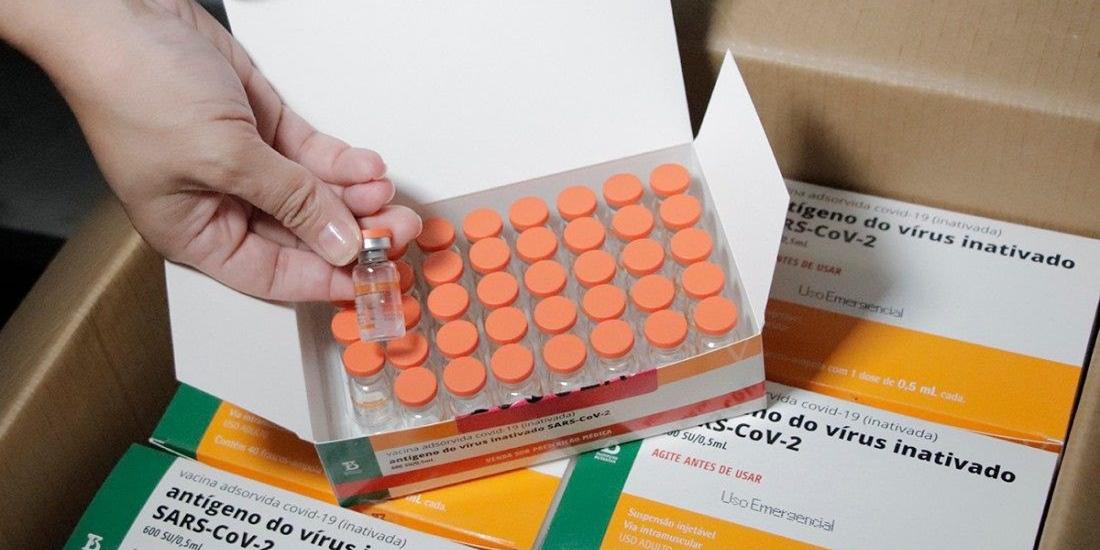 Caixa com doses da vacina Coronavac (Divulgação/Hospital de Base)