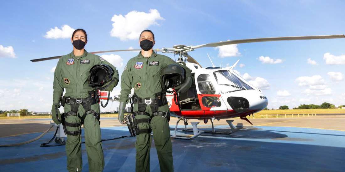 As tripulantes operacionais do Águia Joceliane e Kelly Cristina  (Johnny Torres 21/5/2020)
