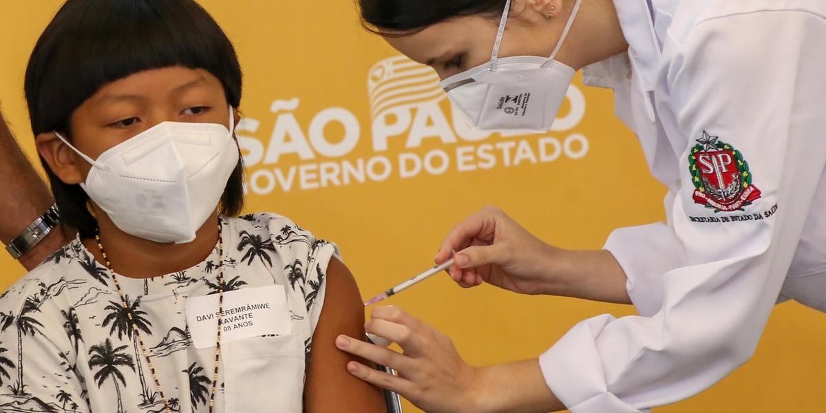 Davi foi a primeira criança a receber a vacina contra a Covid-19 (Divulgação/Governo de SP)