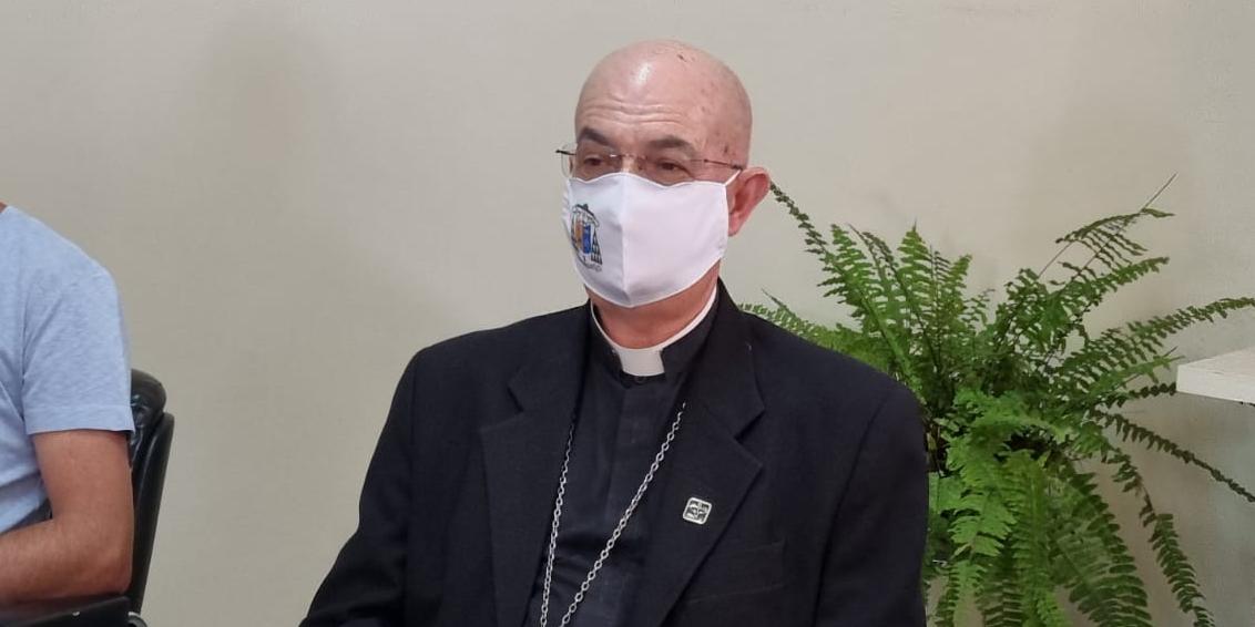 Dom Moacir, administrador apostólico da Diocese de Rio Preto, durante coletiva de imprensa (Marco Antonio dos Santos 19/1/2022)