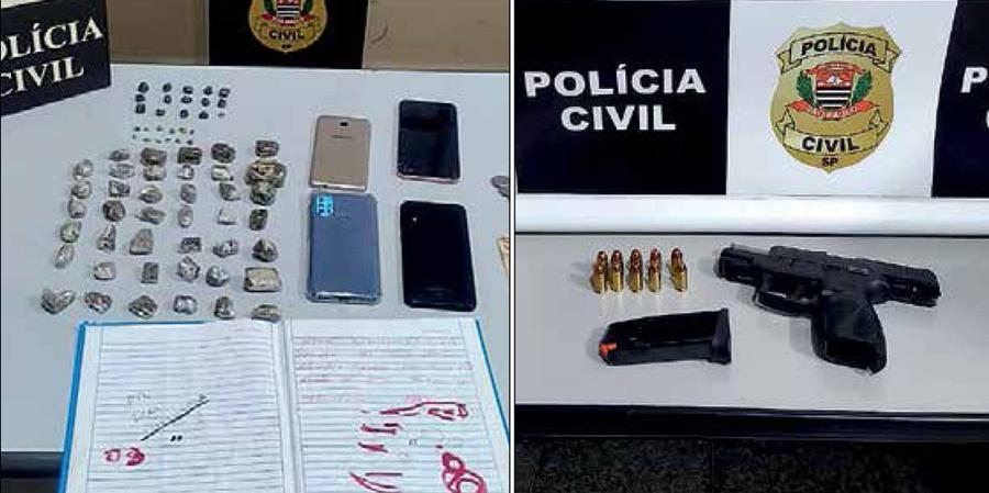Drogas e arma apreendidas durante a operação da Polícia Civil desta quinta-feira, 23 (Divulgação/Polícia Civil)