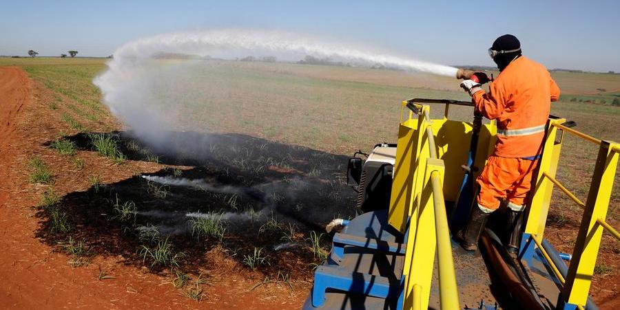 Tratorista registra equipe de usina ateando fogo a canavial em