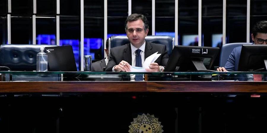 O presidente do Senado, Rodrigo Pacheco, em sessão no plenário da Casa em junho. (Divulgação/Agência Senado)
