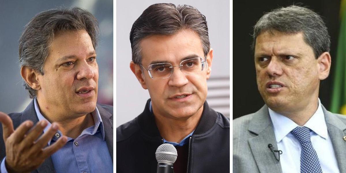 Haddad, Rodrigo e Tarcísio, candidatos ao governo paulista (Arquivo)